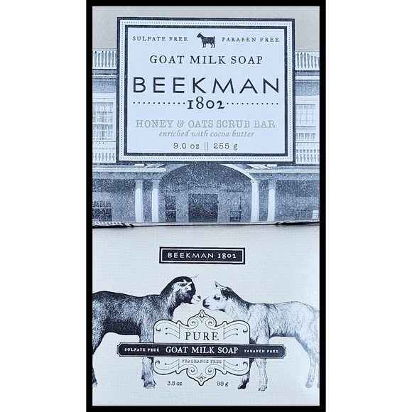 NEW Beekman 1802 Soap Bar BUNDLE Honey Oats Scrub 9oz Pure Goat Milk 3.5oz NIP - Picture 2 of 5